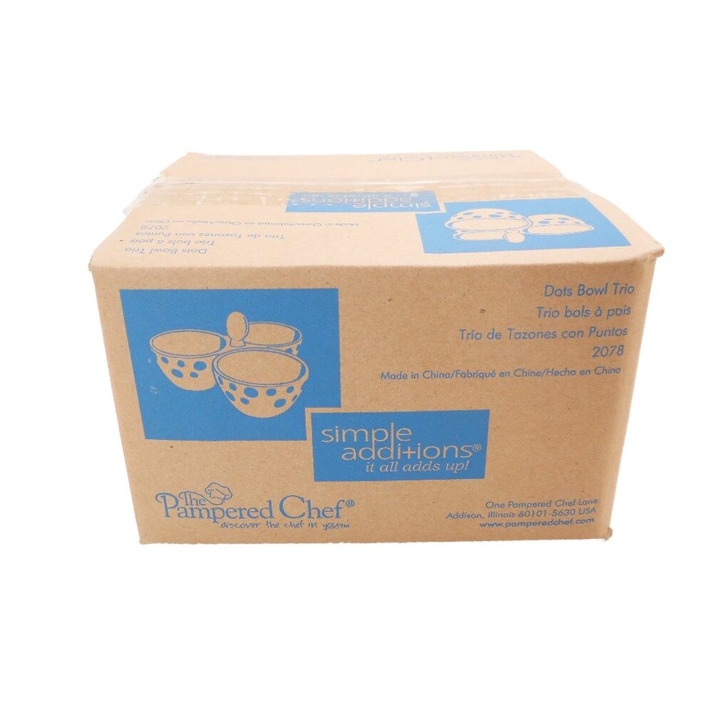 Pampered Chef Dots Bowl Trio Candy Condiment Jam Server #2078 Unopened Box NEW